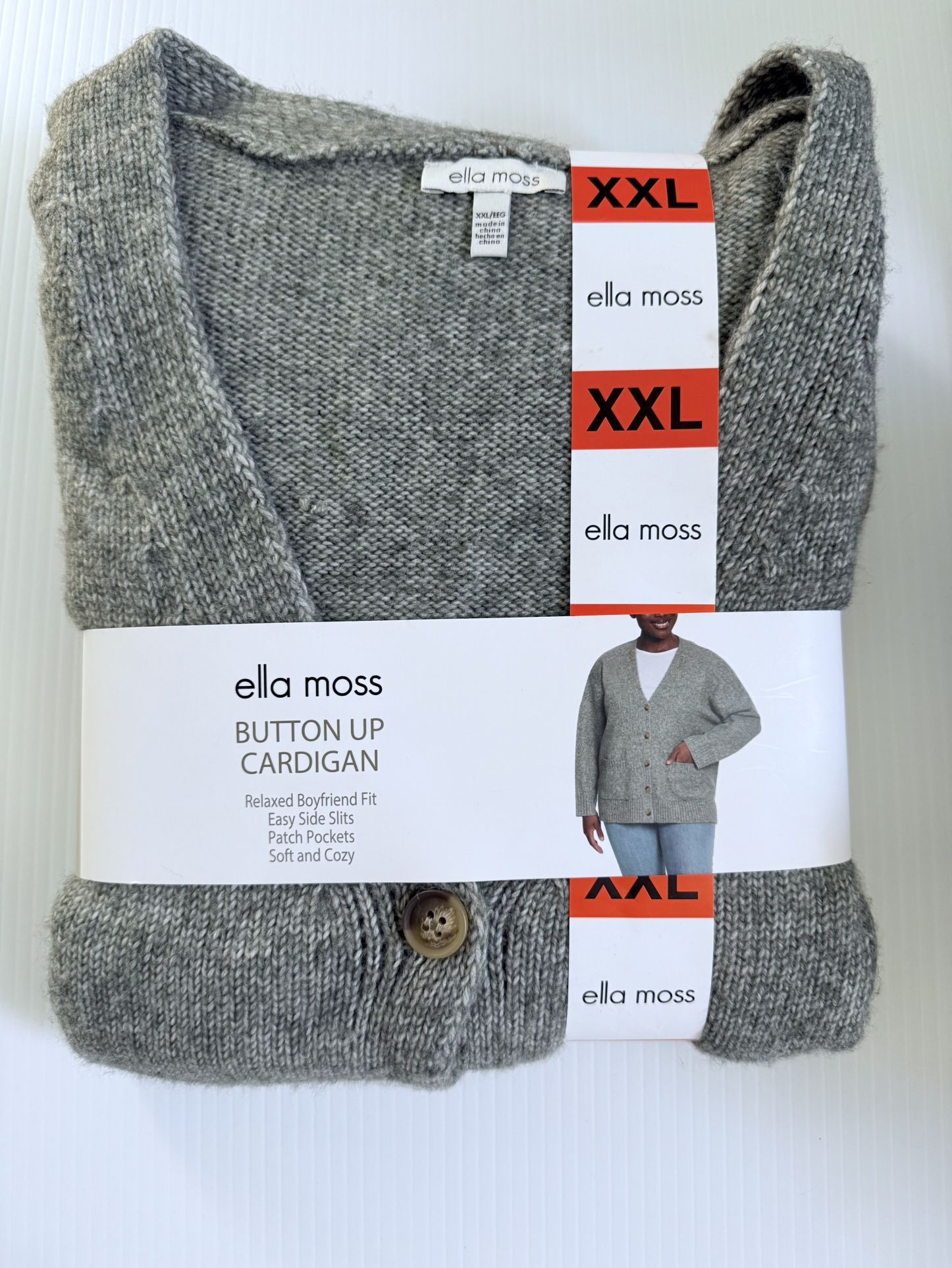 Ella Moss Button Up Knit Cardigan XXL Relaxed Fit Soft Cozy Heather Green New