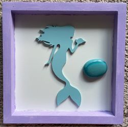 7”x7” Lavender & Baby Blue Tide&Tales Unicorn Wall Decor, 3D Framed Room Decor, Pastel Bedroom Decor