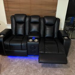 Black Recliners Set 3Pcs W Ligths
