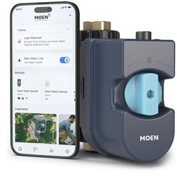 Moen Flo Smart Water Monitor and Automatic Shutoff Sensor, Wi-Fi Water Leak Detector for 3/4-Inch Di