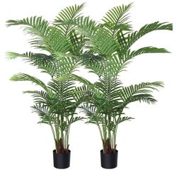 Fopamtri Artificial Areca Palm Plant 5 Feet Fake Palm Tree with 17 Trunks Faux Tree for Indoor Outdoor Modern Decoration Dypsis Lutescens Plants in Po