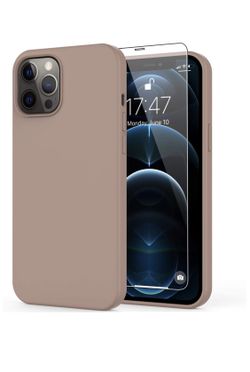 iPhone 12 Pro Max Case with Screen Protector,Soft Liquid Silicone Gel Rubber Bumper Cover,Slim Fit Shockproof Protective Phone Case for iPhone 12 Pro