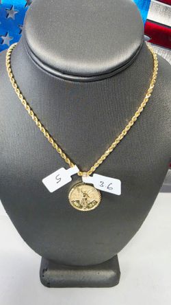 10k 22inch 3mm Hollow Rope Chain And 10k Pendant
