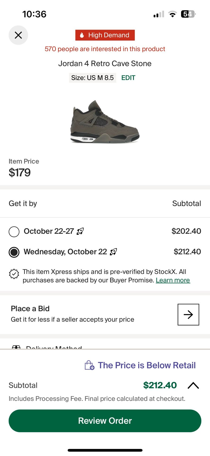 Jordan 4 Crave Stone Size 8.5 Brand New