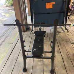 Adjustable Bench Presss With Barbell And Plates