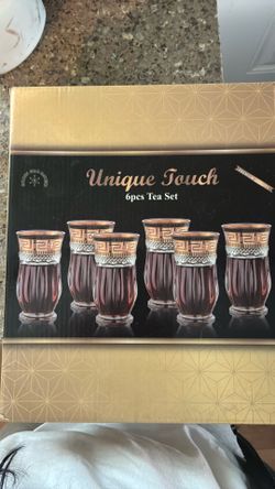 Premium Glass Gold Framed Tea Set