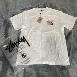 white dice stussy tee