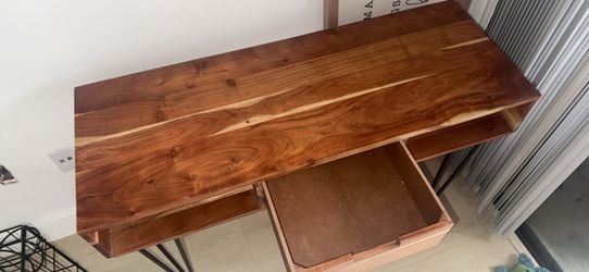 Solid Wood Desk- Hairpin Legs + Storage