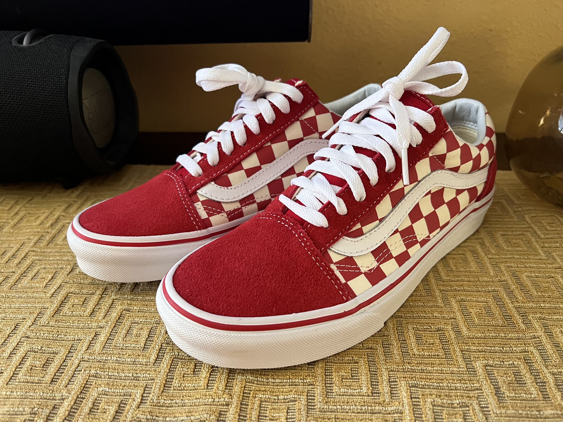 Brand New Vans Red Checkerboard Womans Size 8 And 8.5, Mismatched Pair, Not Supreme, FOG 