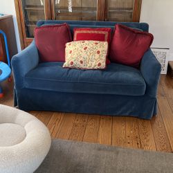 Custom Blue Velvet Loveseat /couch 