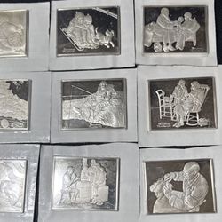 1973 NORMAN ROCKWELL FONDEST MEMORIES 10x 925 SILVER BARS 31.8 Ounces No Display