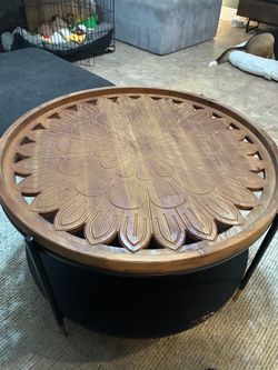 31.5” Round Floral Carved Coffee Table