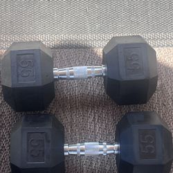 PAIR Dumbbells  Weights New 55LB