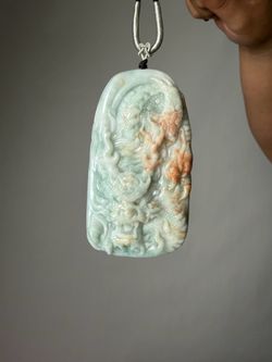 Natural Jadeite Dragon Pendant – Grade A Certified – Large 91.61g