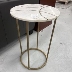 Gold Inlay Marble End Table