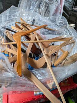 Lot of Wooden Clothes Hangers