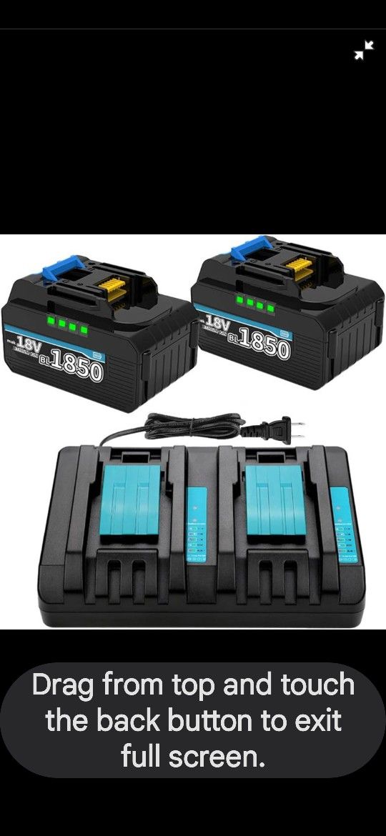 Pack of 2 .6ah Energup Makita Battery with DC18RD Dual Port Charger For Makita Replacement