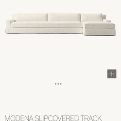 FREE DELIVERY MODENA SLIPCOVERED SLOPE ARM RIGHT-ARM SOFA-CHAISE BENCH-SEAT SECTIONAL RESTORATION HARDWARE RH 