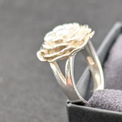 3D Rose Ring 925 Sterling Silver 
