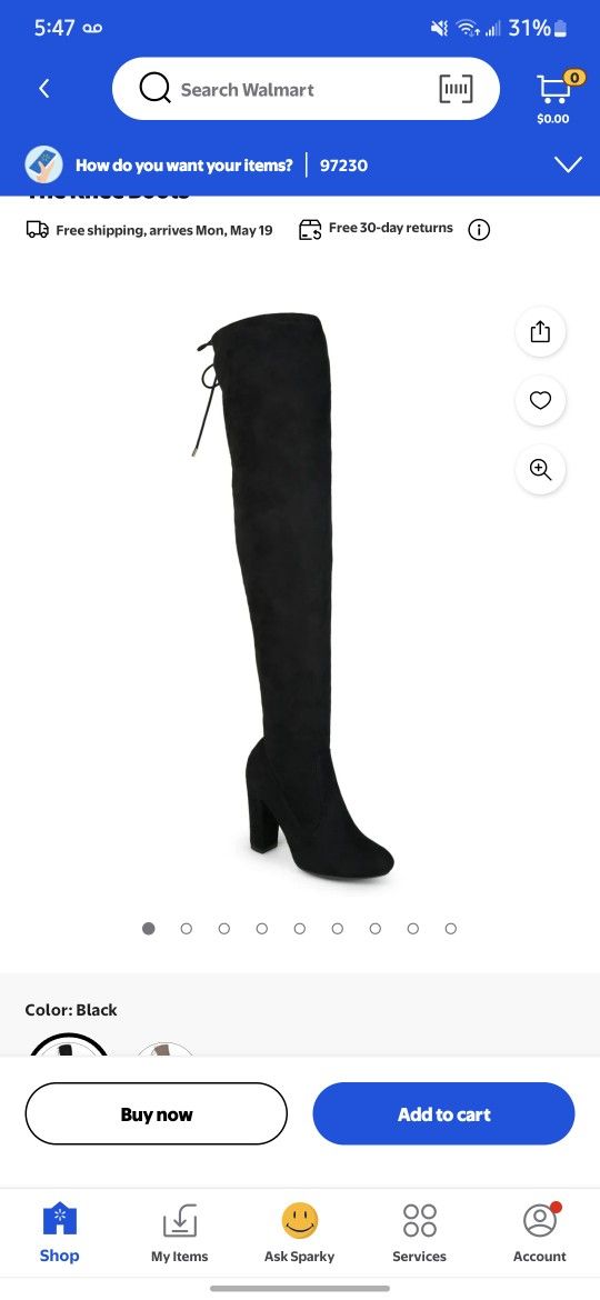Black Over The Knee Heel Boots Size 8