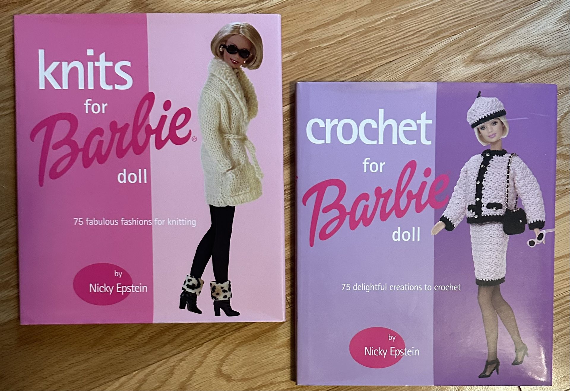 2 Hardback Pattern Books To Knit Or Crochet Barbie Clothes