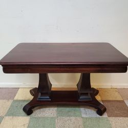 Antique Mahogany Empire Library Table With Drawer By Davis Birely Table Co