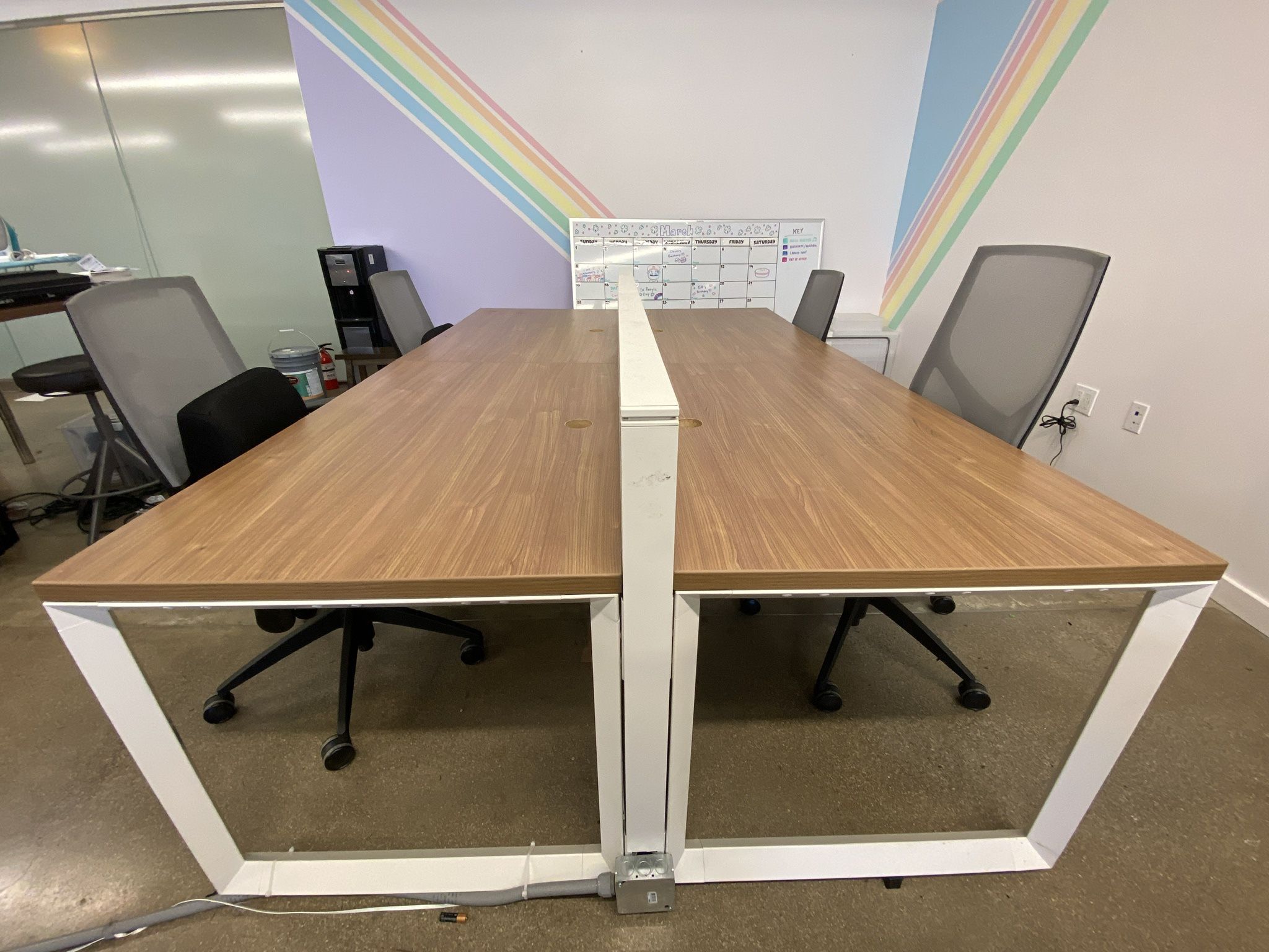 Office Workstation Desks For 8 People With Chairs