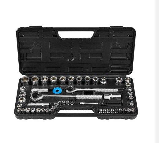 1/4 in., 3/8 in., 1/2 in. Drive SAE and Metric Socket Set, 51-Piece