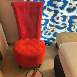 Red Velvet Tufted Chair