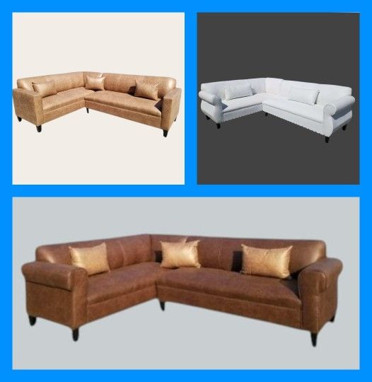 BRAND NEW 7X9FT SECTIONAL COUCHES, Dakota BROWN LEATHER