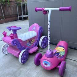 Disney Princess Electric Ride Along Cart And Electric Scooter 