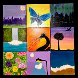 Hand Painted Mini Canvas With Easel