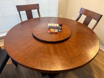 Solid wood with lazy Susan table 3 chairs