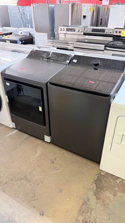Black Top-Load Washer and Dryer Set