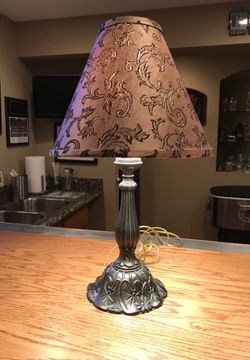 Table lamp and shade Lilly pad and flowers on base