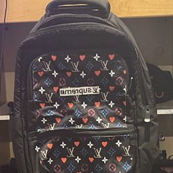 New Full Size Backpack With Black And White Rhinestone Box Logo 