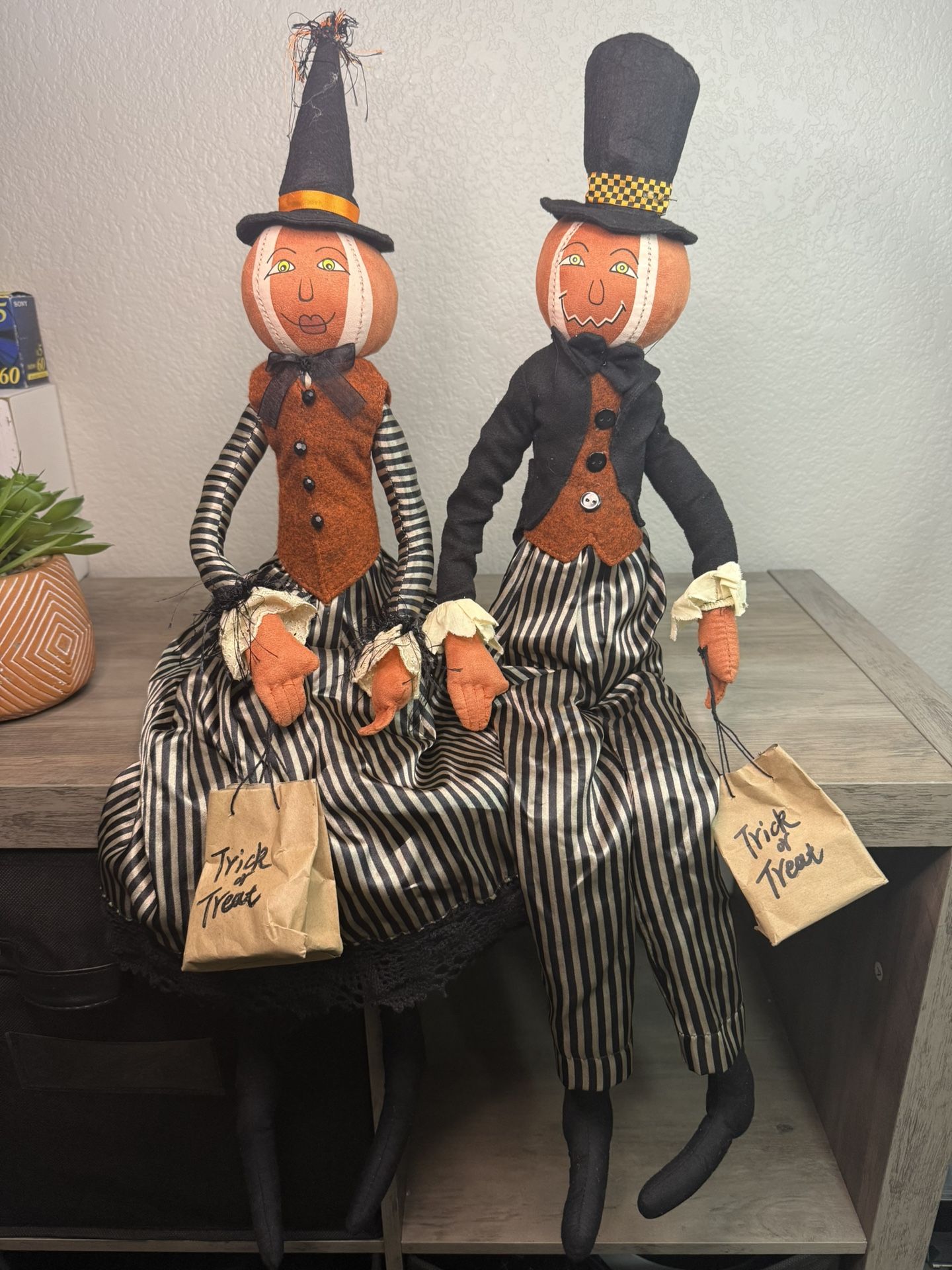 Rare Gardeners Eden Weighted Pumpkin Dolls Decor