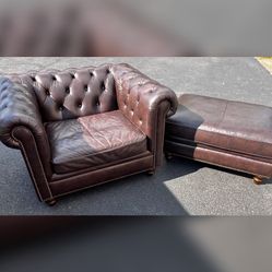 Chesterfield Club Chair & Ottoman - Delivery Available