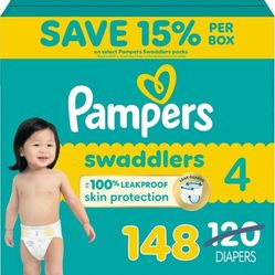 Pampers Swaddlers Size 4 With 148 Diapers 