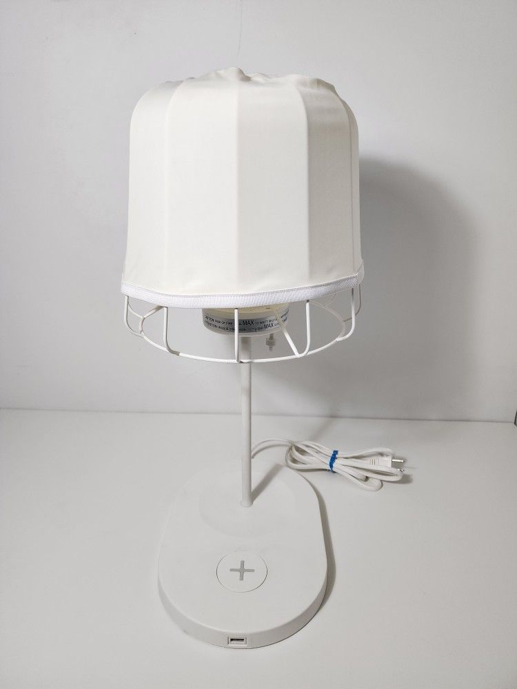 Table lamp with Wireless Charging, USB Port + LED Bulb