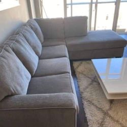 Fabric Light Colored L Shaped Casual Couch Sectional ✅ Brand New 🤩 Living Room Set 💥