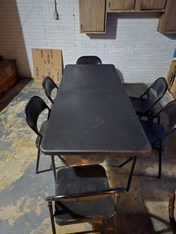 Black Folding Table with Chairs Set