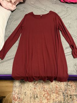 Old Navy Long Sleeve Maroon Tshirt Dress