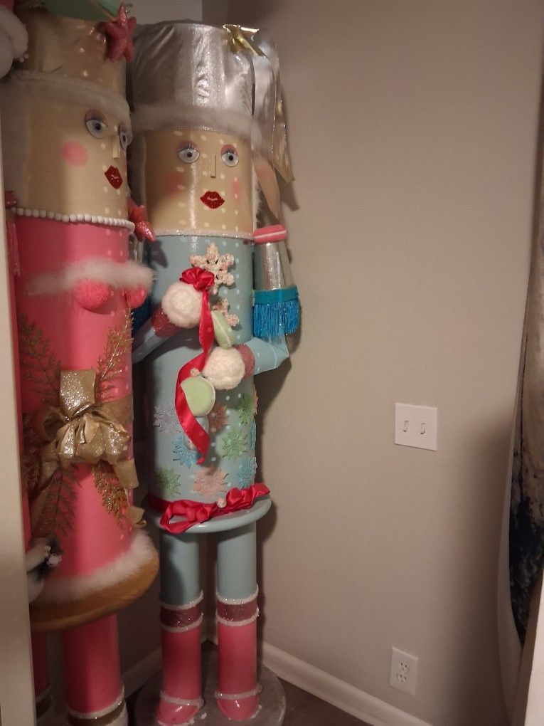 6ft FEMALE nutcracker Christmas Decor Pink Blue