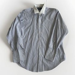 Polo Ralph Lauren Blue White Collar Classic Regent French Cuff Dress Shirt 16.5 