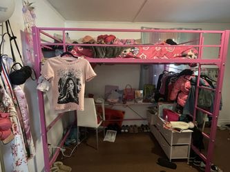Punk loft bed frame with desk