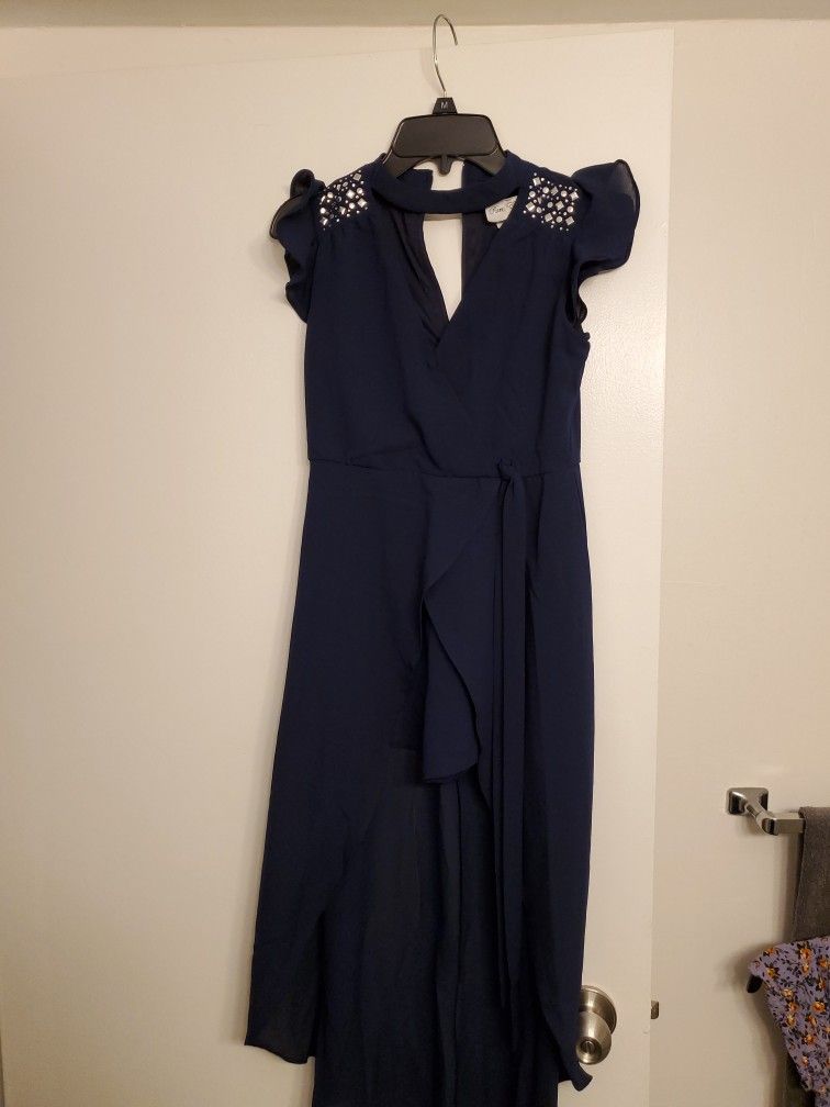 Navy Blue Girl Dress Long. Elegant 