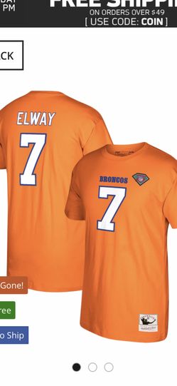Men's Denver Broncos John Elway Mitchell & Ness Orange 1994 Retired Player Name & Number T-Shirt