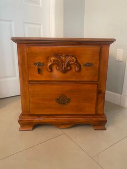MidCentury Oak Wood Nightstand