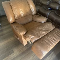 Brown leather recliner chair